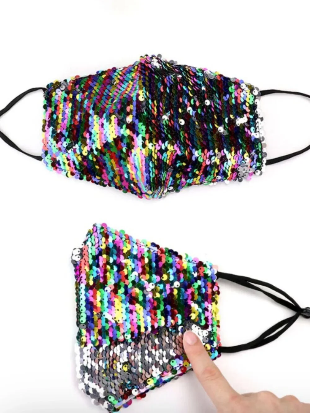 Rainbow Sequin Face Mask Pride Festival Disco Rave NWT